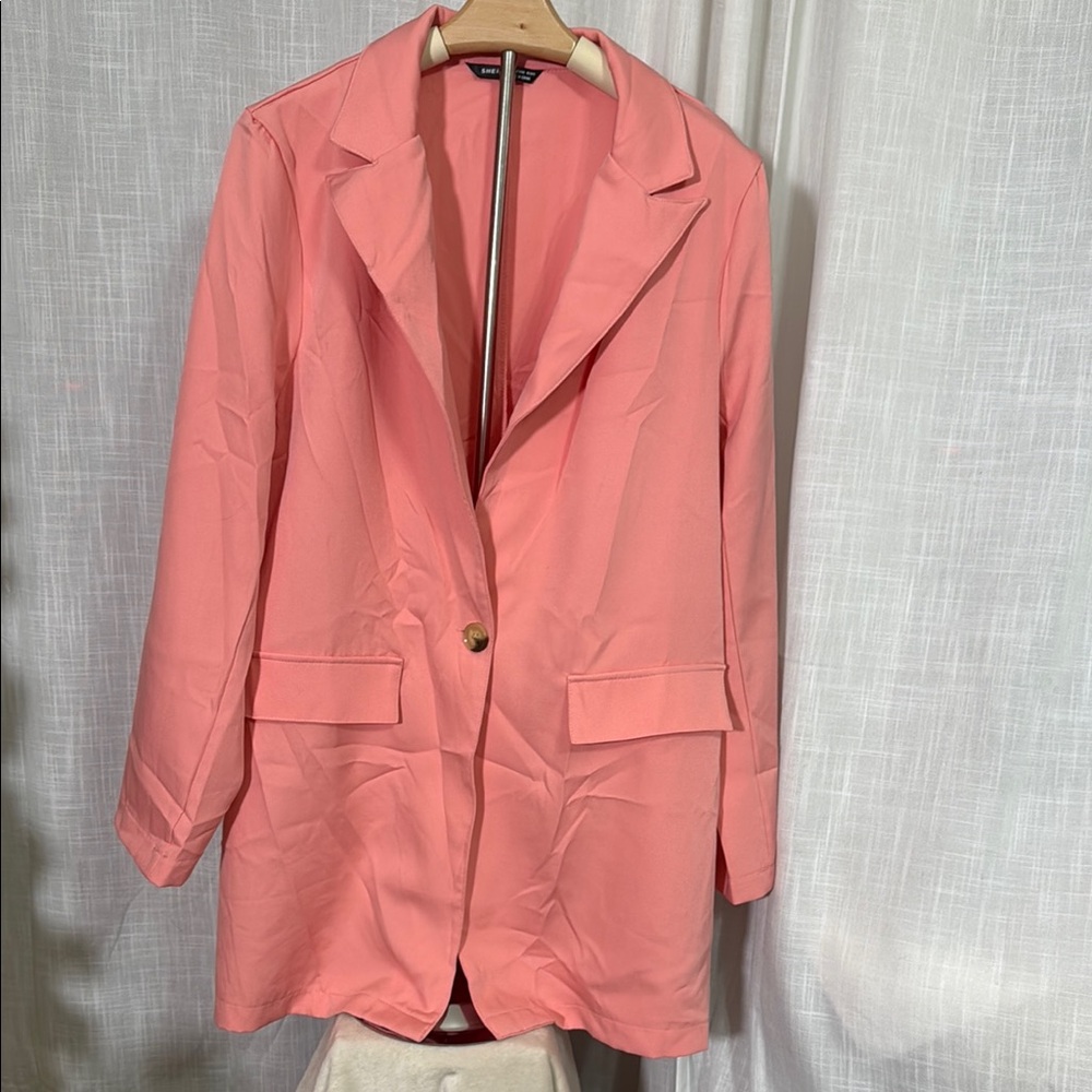 SHEIN Pink Blazer with Matching Skirt
